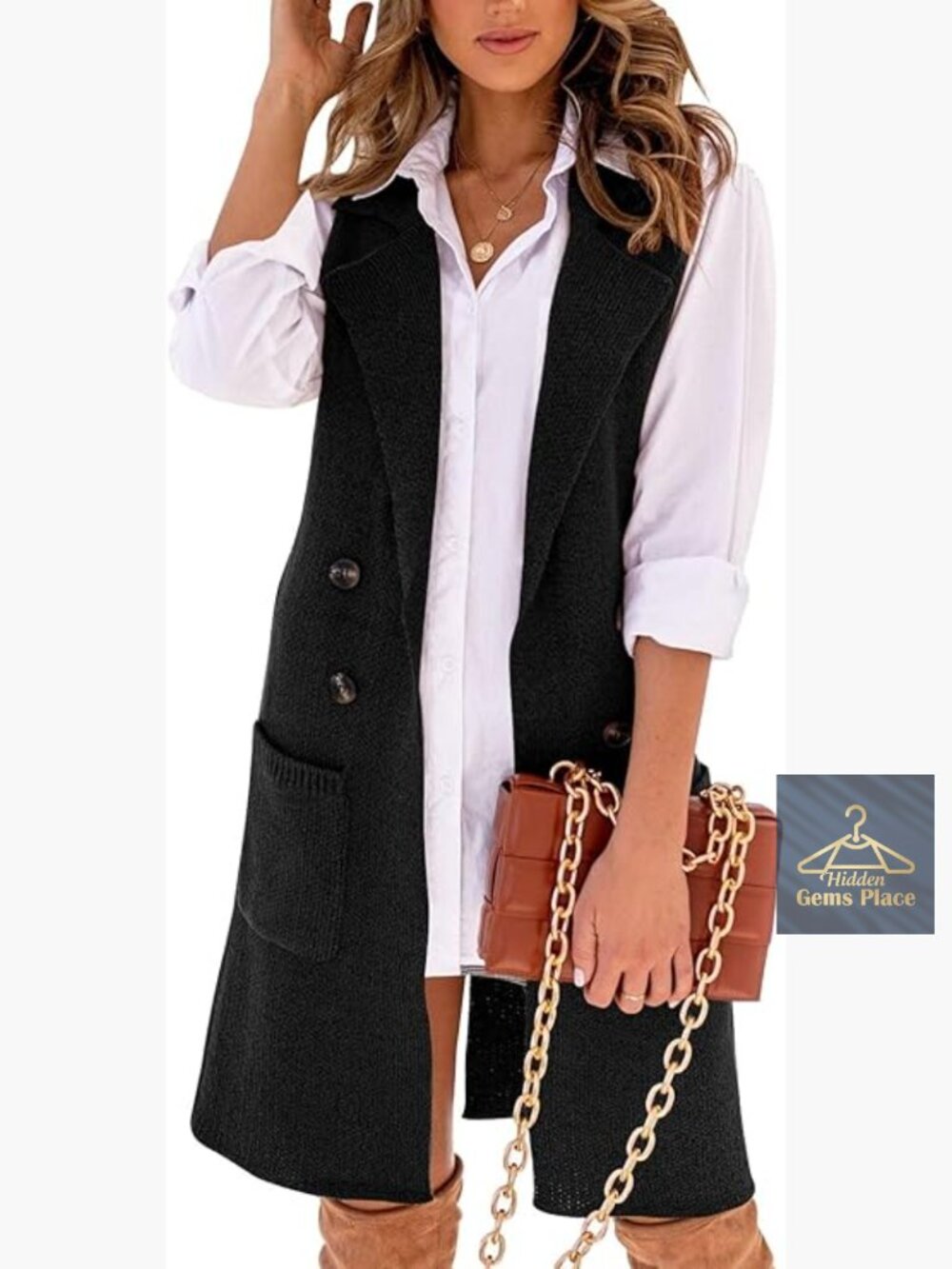 Women's Long Sleeveless Knit Cardigan Vest Outerwear Coatigan